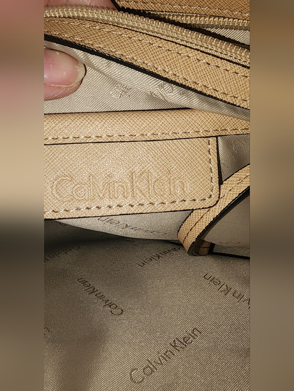 Calvin Klein Beige Patchwork Tote Bag - Picture 8 of 11
